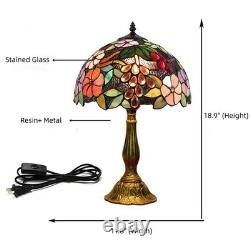 Tiffany Victorian Style Accent Tabl Lamp Stained Glass Vintage Shade Light Desk