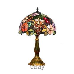 Tiffany Victorian Style Accent Tabl Lamp Stained Glass Vintage Shade Light Desk