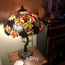 Tiffany Victorian Style Branch Stained Glass Lampshade Table Lamp Mosaic Reading