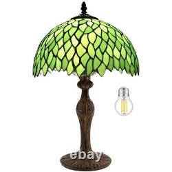 Tiffany Victorian Style Stained Glass Table Lamp Green Wisteria Bedside Light