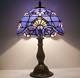 Tiffany Victorian Style Table Lamp Blue Stained Glass Bedside Reading Light 18