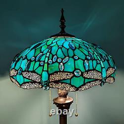 Tiffany Vintage Floor Lamp Dragonfly Tall Standing Lamp Stained Glass Pole Lamp