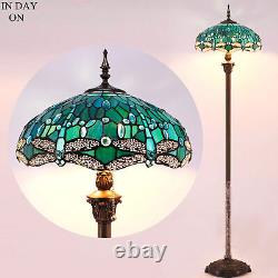 Tiffany Vintage Floor Lamp Dragonfly Tall Standing Lamp Stained Glass Pole Lamp