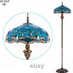 Tiffany Vintage Floor Lamp Dragonfly Tall Standing Lamp Stained Glass Pole Lamp