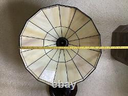 Tiffany Vintage Style 23 Mission 2 Light Table Lamp Cream Beige Stained Glass