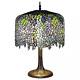 Tiffany Wisteria Table Lamp 27 In. Bronze Tree Trunk Base Handcrafted Hand Cut