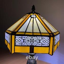 Tiffany Yellow Hexagon Table Lamp Stained Glass shade Antique Style Bulb E27 UK