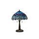 Tiffany Blue Dragonfly 26 In. Bronze Table Lamp Stained Glass Style Shade Inch