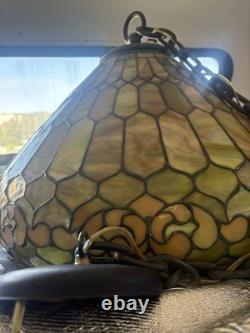 Tiffany era / style hanging lamp Duffner & Kimberly Stained Glass
