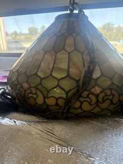 Tiffany era / style hanging lamp Duffner & Kimberly Stained Glass