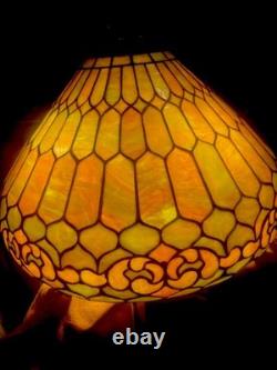 Tiffany era / style hanging lamp Duffner & Kimberly Stained Glass