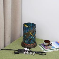 Tiffany lamp Stained Glass Table Teal Blue Dragonfly Style