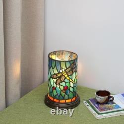 Tiffany lamp Stained Glass Table Teal Blue Dragonfly Style
