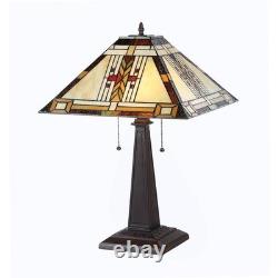Tiffany-style 2 Light Mission Table Lamp 16 Shade