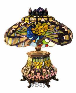 Tiffany-style Peacock Lantern Table Lamp 23 High By 18 Wide 2954#LSH