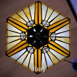 Tiffany style Stained Glass Hexagon Lamp Shade Beautiful Hand Crafted light UK