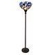Tiffany-style Stained Glass Iris Torchiere Floor Lamp Shade Bronze Finish Base