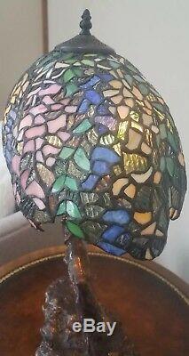 Tiffany style Stained Glass Tree Lamp. 23 H X 19 W