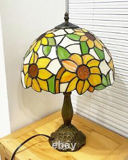 Tiffany style Sunflower Stained Glass Table Lamp Desk Art Vintage Lamp 18
