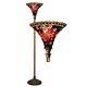 Tiffany-style Torchiere Floor Lamp Red Amber Green Royal Stained Glass 72 High