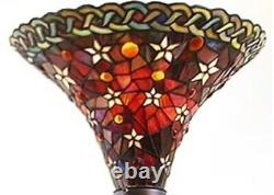 Tiffany-style Torchiere Floor Lamp Red Amber Green Royal Stained Glass 72 High