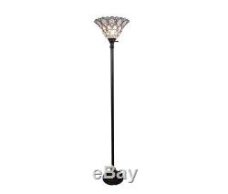 Tiffany style Torchiere Lamp 72 in Floor White torch shade stained glass vintage