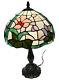 Tiffany Style Vintage Stained Glass Table Lamp Pink Floral Desk Light 19 Tall