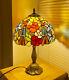 Tiffany Style Vintage Stained Glass Table Lamp Rose Floral Desk Light 18 Tall