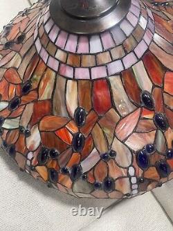 Tiffany style, floral, stained glass lamp shade 25 X 14 As Is