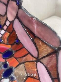 Tiffany style, floral, stained glass lamp shade 25 X 14 As Is