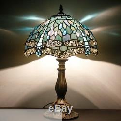Tiffany style table lamp light S147 series 18 inch tall sea-blue dragonfly shade