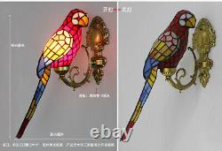 Tiffany wall lamps sconce stained glass shape bird design home decor vintage