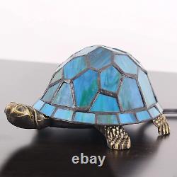 Tortoise Lamp Tiffany Style Turtle Lamp Sea Blue Stained Glass Side Table Lamp S