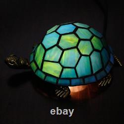 Tortoise Lamp Tiffany Style Turtle Lamp Sea Blue Stained Glass Side Table Lamp S