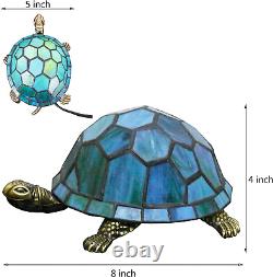 Tortoise Lamp Tiffany Style Turtle Lamp Sea Blue Stained Glass Side Table Lamp S