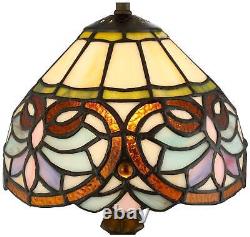 Traditional Accent Table Lamp 13 1/2 High Bronze Art Glass Shade Bedroom House