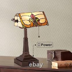 Traditional Piano Banker Desk Table Lamp 17 Outlet Bronze Tiffany Glass Bedroom