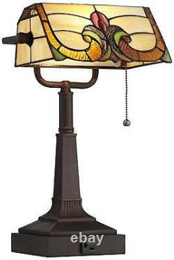 Traditional Piano Banker Desk Table Lamp 17 Outlet Bronze Tiffany Glass Bedroom