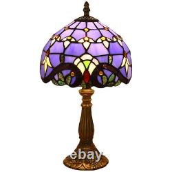 Tuomoxte Tiffany Style Table Lamp Blue Baroque Style Stained Glass Lamp 8 Inc