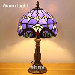 Tuomoxte Tiffany Style Table Lamp Blue Baroque Style Stained Glass Lamp 8 Inc