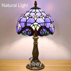 Tuomoxte Tiffany Style Table Lamp Blue Baroque Style Stained Glass Lamp 8 Inc