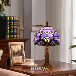 Tuomoxte Tiffany Style Table Lamp Blue Baroque Style Stained Glass Lamp 8 Inc