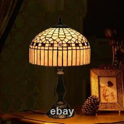 Tuomoxte Tiffany Table Lamp, Gold Stripe Stained Glass Shade Bedside Table La