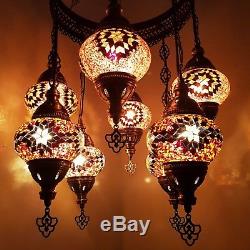 Turkish Moroccan Arabian Glass Mosaic Chandelier Lamp Light 8 Bulb UK SELLER