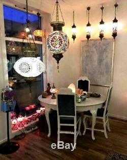 Turkish Moroccan Mosaic 7 Lamp Handmade Floor Lamps Hanging Glass Light Room Big