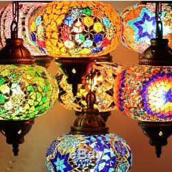 Turkish Moroccan Style Mosaic Hanging Ceiling Lamp Light 7 Large Globe