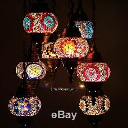 Turkish Moroccan Style Mosaic MulticolouHanging Lamp Ceiling Light 8 Small Globe