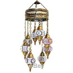 Turkish Moroccan Style Mosaic MulticolouHanging Lamp Ceiling Light 8 Small Globe