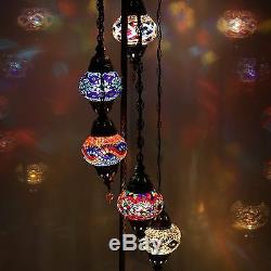 Turkish Moroccan Style Mosaic Multicolour Floor Lamp Light 5 Medium Globe