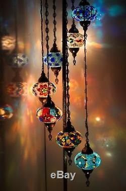Turkish Moroccan Style Mosaic Multicolour Floor Lamp Light 7 Large Globe